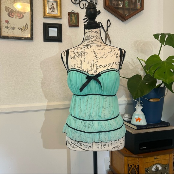 Victoria's Secret mint Green Bustier Tiered Top - Picture 1 of 9